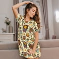 thumbnail image 3 of Rateoe Cute Owls Print Women’s Nightdress – Cozy Cotton Short-sleeved Sleep Shirt, Loose-Fit Sleepwear, Perfect for Relaxing and Sleeping, 3 of 6