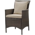 thumbnail image 2 of Side Dining Chair Armchair, Set of 4, Rattan, Wicker, Brown Beige, Modern Contemporary Urban Design, Outdoor Patio Balcony Cafe Bistro Garden Furniture Hotel Hospitality, 2 of 3