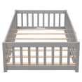 thumbnail image 7 of Twin Size Floor Platform Bed with Fence, Daybed Frame with Door for Bedroom Dorm, Wooden Playpen Bed for Kids Toddlers Boys and Girls, No Box Spring Needed, Grey, 7 of 7