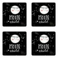 thumbnail image 1 of Space Coaster Set of 4, Cartoon Style Galaxy Concept with Charming Moon and Moon Child Lettering, Square Hardboard Gloss Coasters, Standard Size, Pale Pink Black White, by Ambesonne, 1 of 2