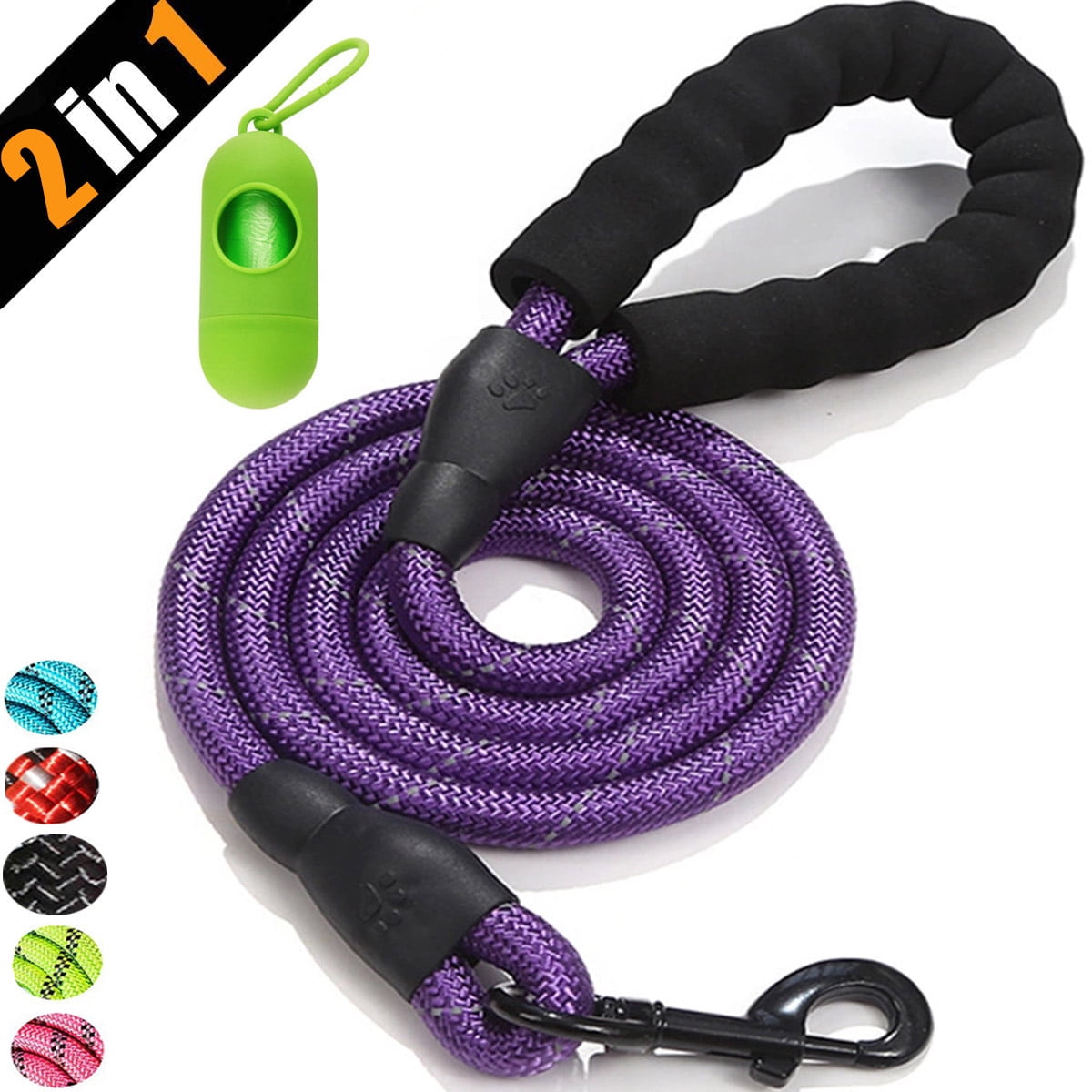 BAAPET 4 FT Strong Dog Leash with Comfortable Padded Handle and Highly Reflective Threads Heavy Duty Dog Leashes for Medium Large Dogs with Poop Bags 