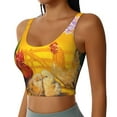 thumbnail image 2 of Vsdgher The Chicken Family Print Women Sleeveless Athletic Tank Top Built-in Bra Camisole Sports Vest for Yoga Running Fitness Exercise with Removable Pads, 2 of 8