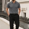thumbnail image 2 of Men's Breeze Polo Shirt Ice Silk Wearbreeze Shirts Breathable Collared Short Sleeve Top for Casual, Golf and Business Casual Wear Gray Xl, 2 of 5