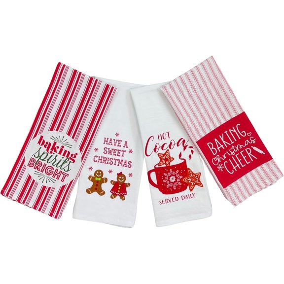 Serafina Home Holiday Cotton Kitchen Towels, 4 Count