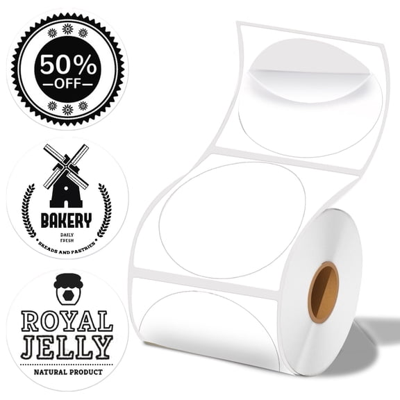 2 x 2 Round Thermal Labels, 2 inch Round Thermal Sticker Labels for Business and Home, for Label Printer, for M110/M220/M221 Label Maker，140 Labels for Printer, White