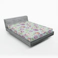 thumbnail image 2 of Ambesonne Spring Fitted Sheet, Watercolor Repeating Flora, California King, Pale Eggplant Green, 2 of 5
