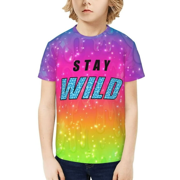 Ben Azelart Stay Wild Kids T-Shirt 3d Printed Graphic T-Shirts Boys And Girls Short Sleeve Shirts For Youth Kids X-Small