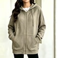 thumbnail image 5 of ClodeEU Women's Long Sleeve Zip Up Drawstring Hoodie Jacket,Casual Loose Sweatshirt Coat with Pocket ,Women's Plus L, 5 of 9