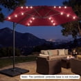 thumbnail image 3 of Costway 10 FT Patio Cantilever Umbrella Large Offset Hanging Umbrella with Solar LED Lights Wine, 3 of 10