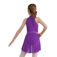 thumbnail image 2 of Aiihoo Girls Shiny Lyrical Dance Dress Sleeveless Halter Neck Leotard Wrap Skirt Modern Jazz Ballet Dress Purple 8, 2 of 7