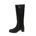 thumbnail image 2 of PiGOGI Women's Winter Knee-High Boots Square Toe Thick Heel High Heel Stylish Boots for Women Black 38, 2 of 6