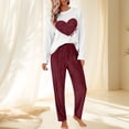 thumbnail image 2 of Valentine's Day Pajamas for Women Set Fall Fashion Must Have Womens Pajama Sets Crew Neck Fitness Pj Set Elbow Sleeve Matching Pjs for Couples Wine, 2 of 4
