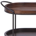 thumbnail image 5 of DecMode 25" x 30" Brown Wood Rolling Oval 3 Shelf Bar Cart with Black Metal Frame, 1-Piece, 5 of 14