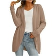 thumbnail image 2 of Women's Sweaters And Cardigans Pink Summer Long Sleeved V-neck Solid Color Knitted Cardigan Sweater Jacket, 2 of 9