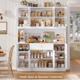 thumbnail image 5 of Hiphuta 72" H Kitchen Pantry Cabinet with Frosted Glass Door, 55" W Farmhouse Kitchen Storage Cabinet with Cable Management, Large Kitchen Hutch for Kitchen Dining Room, 5 of 7