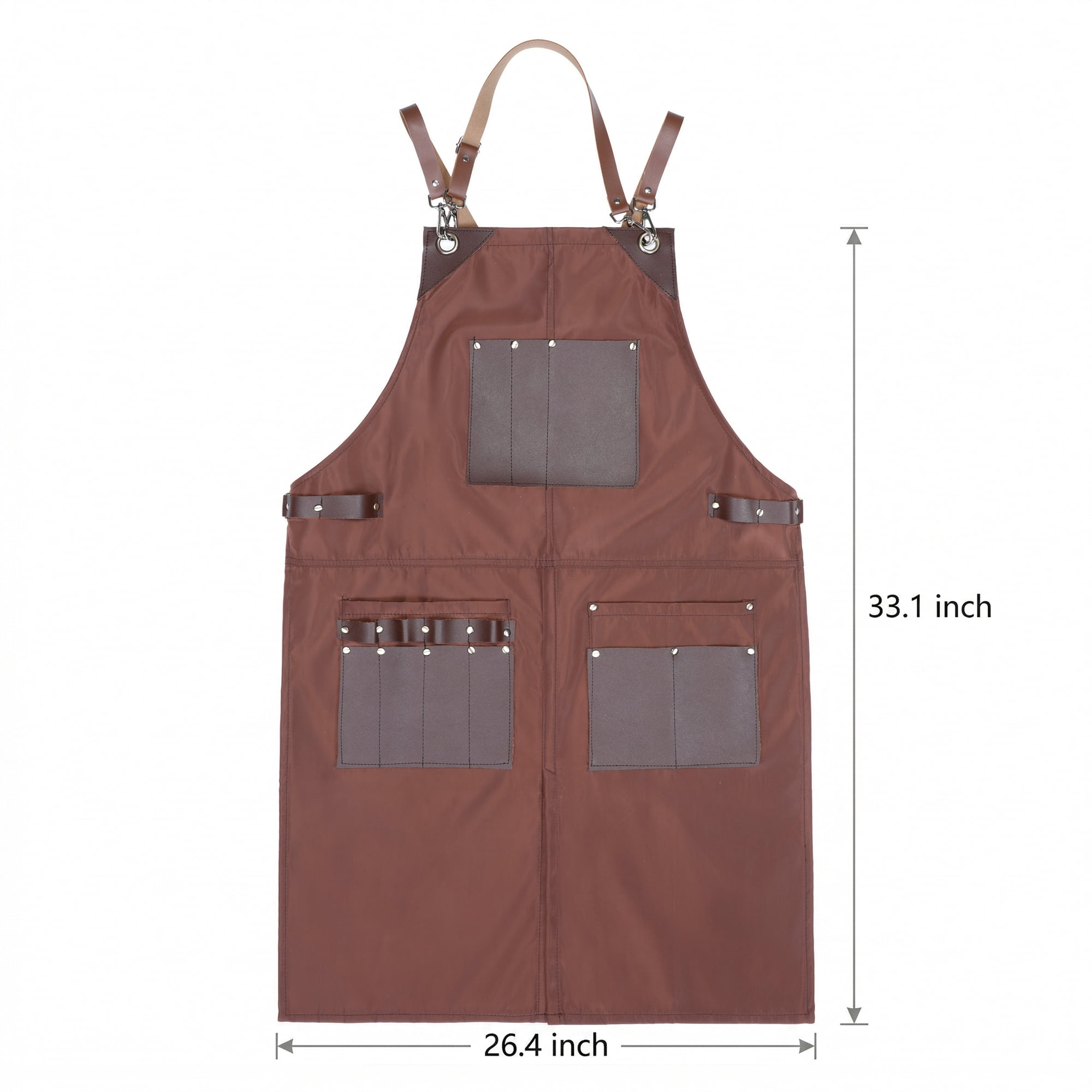 Unique Bargains Adjustable Long Waist Cooking Apron with Pocket for Home and Kitchen Brown