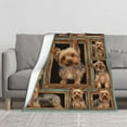 thumbnail image 2 of Cute Yorkie Dog Blanket Yorkshire Terrier Lovers Gift Soft Cozy Plush Throw for Women Kids Bed Couch Home Decoration Teal Background Yorkie Mom - 60"x50", 2 of 8