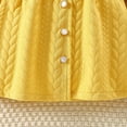 thumbnail image 6 of SERTG Kids Stylish Solid Color Cute Dress with Button Long Sleeve Round Neck Fall Winter Casual Comfortable Skirt for Children 1-7 Years(Yellow,12 Months), 6 of 8