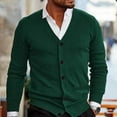 thumbnail image 2 of dGslk Men V Neck Button Down Cardigan Sweater Classic Knitwear Long Sleeve Lightweight Soft Casual Business Pullover Top Dark Green L, 2 of 2