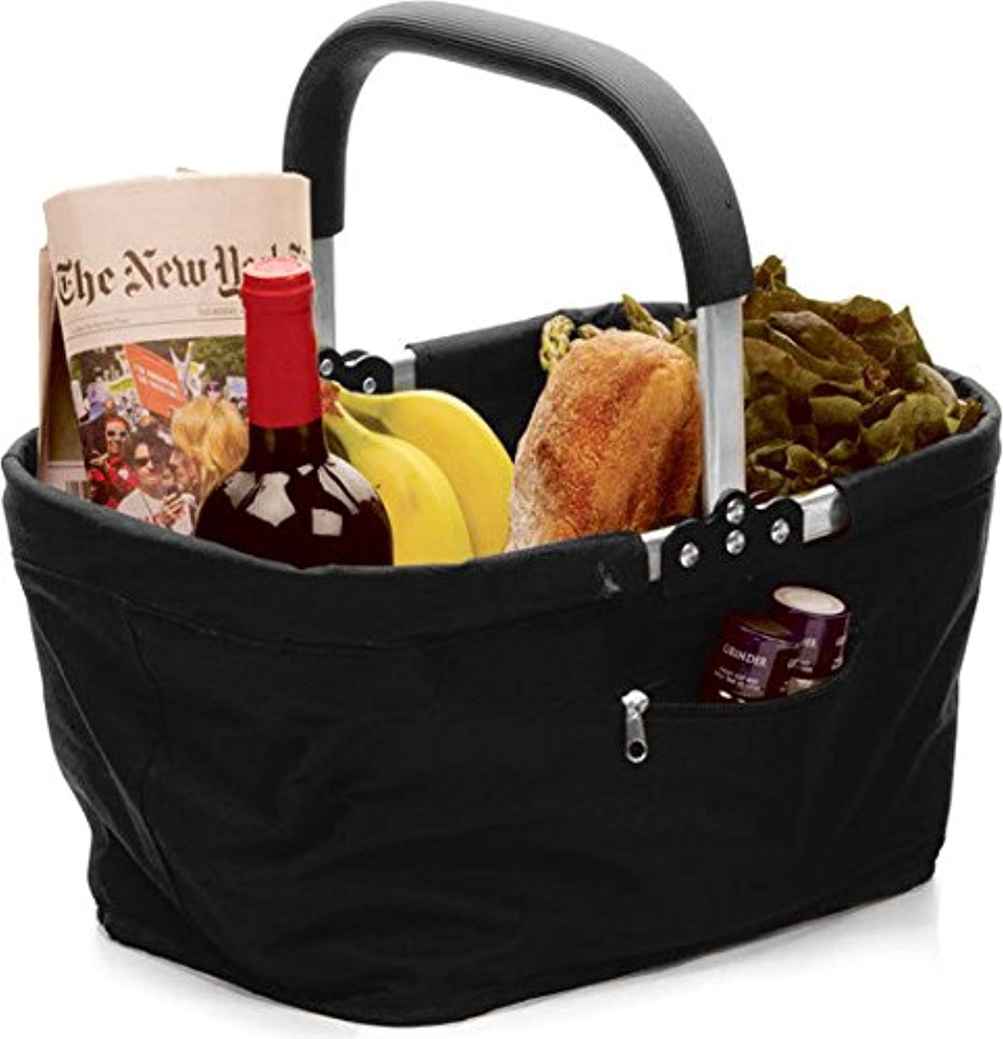 RSVP Black Polyester Collapsible Market Basket with Pocket Walmart