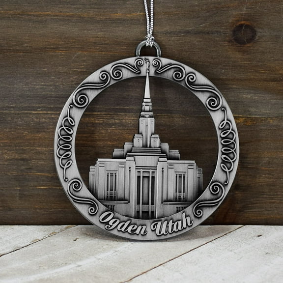 New Ogden Utah Temple Antique Silver Ornament by Ringmasters