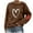 Brown, variant on ABATAB Sweatshirt for Women Casual Print Long Sleeve Lightweight Crewneck Sweatshirts Loose Soft Pullover Tops