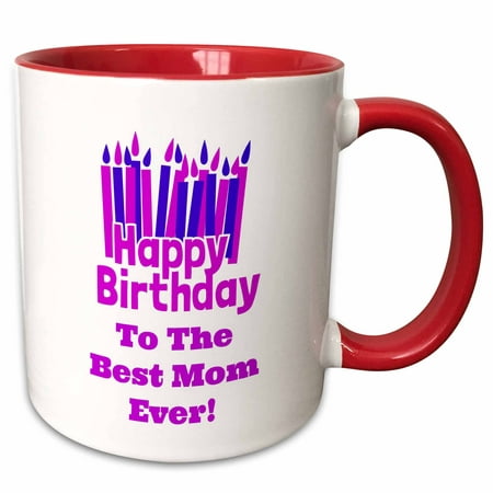 3dRose Happy Birthday - Best Mom ever - Two Tone Red Mug,