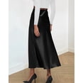 thumbnail image 3 of BTFBM Womens Spring Summer Long Satin Skirt Silk Elegant High Waist Cocktail Party Wedding Flowy A-Line Midi Skirts, 3 of 8