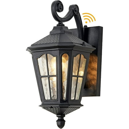 

Outdoor Wall Mount Light Fixture Dusk To Dawn Outdoor Porch Light Exterior Light Fixture Wall Mount Anti-Rust Waterproof Matte Black Wall Light With Water Ripple Glass For Doorway 15 75 H