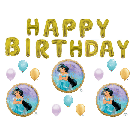 Princess Jasmine Happy Birthday Letters Party Balloons Decoration Supplies