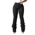 thumbnail image 3 of Pantalones vaqueros ajustados para mujer, clásicos, de talle alto, elásticos, con corte de bota, pantalones de mezclilla apilados, pantalones largos (grande, azul oscuro), 3 of 5