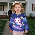 thumbnail image 3 of Yuyamidu Starry Sky Axolotl Sweatshirt Girls 4T-5T Green Crewneck Sweatshirts Long Sleeve T Shirts Ruffle Casual Fall Tops Kids Everyday Athletic Clothes, 3 of 8