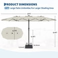 thumbnail image 2 of 15FT Rectangular Patio Umbrella with Base & 48 Solar LED Lights – UV Resistant, Waterproof, Easy Crank, Large Shade for Garden, Pool, Deck, Backyard – Ivory, 2 of 8