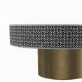 thumbnail image 3 of Black & White Bone Inlay Coffee Table – Round Floral Motif with Brushed Gold Base, Handmade Accent Table, 3 of 8