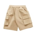 thumbnail image 4 of Hessimy Toddler Boy Shorts Boys Cotton Shorts Soft Casual Elastic Waist with Pockets Drawstring Kids Summer Clothes(Khaki,9-10 Years), 4 of 5