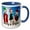 Blue/White, variant on 3drose, Three Dalmatian Dogs in the Snow for a Merry and Bright Christmas., 15oz Mug