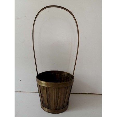 Brown Slatted Bamboo Planter