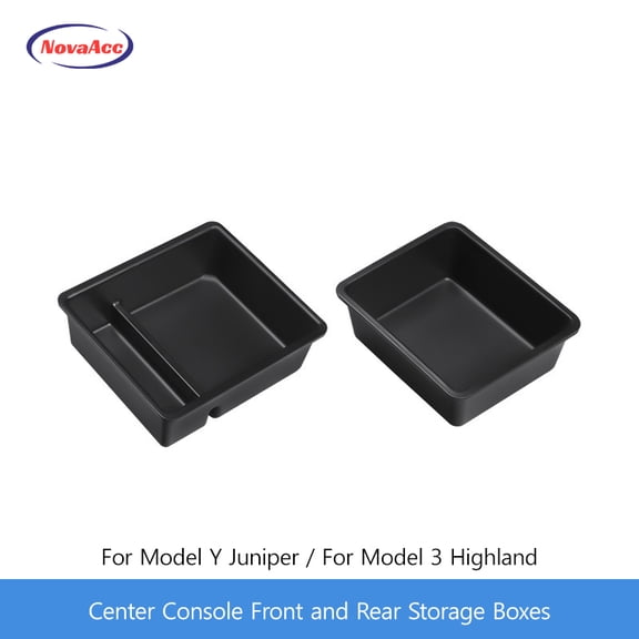 Car Center Console Front Rear Storage Box For Tesla Model Y Juniper 2025 Model 3 Highland 2024 2025 Armrest Case Storage Tray