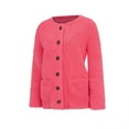 thumbnail image 3 of Abcnature Women Casual Plus Size Plush Sweater Pockets Outerwear Buttons Cardigan Coat Pink 4XL, 3 of 6