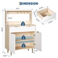 thumbnail image 2 of Modern Fluted Sideboard Buffet Cabinet with 2 Drawers & Adjustable Shelves – Wood Console Table for Dining Room, Kitchen – Shallow Ivory / Wood Color + White Drawer Surface, 2 of 8
