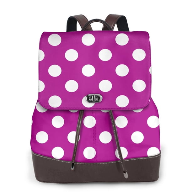 Balery Purlpe And White Polka Dot Mochila de Cuero para Mujeres, Gran Capacidad, Bolsa de Viaje Multifuncional, Mochila de Cuero y Bolsa de Hombro para Mujeres