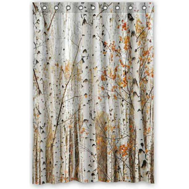 Odecor Natute White Birch Shower, Birch Shower Curtain