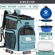 PetAmi Dog Backpack Carrier, Airline Approved Cat Backpacks For Carrying Small Large Cats, Pet Carrier Back Pack, Ventilated Soft Sided for Travel, Hiking, Camping, Max 18 lbs, Turquoise