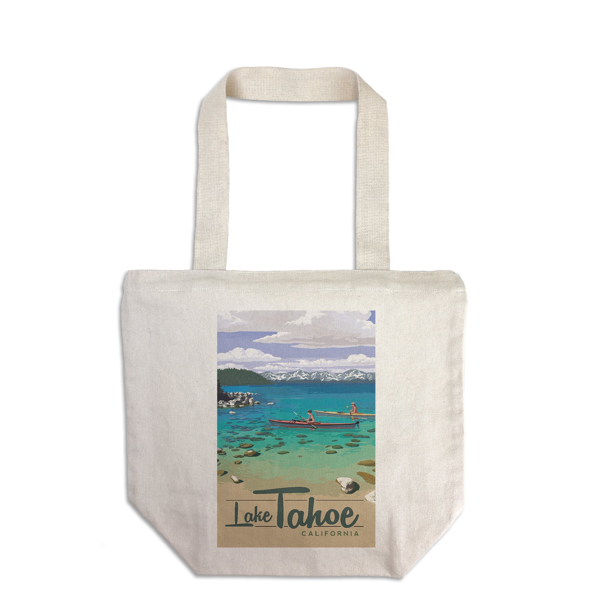 Lake Tahoe, California, Kayakers in Secret Cove (100% Cotton Canvas  Reusable Tote Bag)