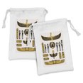 thumbnail image 1 of Egyptian Print Fabric Pouch Set of 2, Old Historical Egyptian Myth Mummy Sun Art Illustration, Small Drawstring Bag for Toiletries Masks and Favors, 9" x 6", Yellow Black, by Ambesonne, 1 of 2