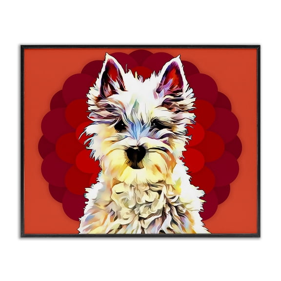 Stupell Industries Modern Westie Dog Red Pop Art Black Framed Giclee Art, 14 x 11, by Kim Curinga
