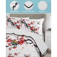 thumbnail image 3 of Twin Quilt Bedding Set, Red Spring Floral Reversible Summer Quilt 3 Pieces, Birds Branches Watercolor Flowers Lightweight Bedspreads Coverlets with 2 Pillow Shams for All Seasons, 3 of 5