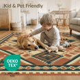 thumbnail image 4 of ODIKA 3'x5' Washable Throw Rug Stain Resistant, Low Profile, Non-Slip Cowboy Southwestern Lattice Vintage Round Runway Themed Hooks Flowing Dynamic for Entryway, Kitchen, Mudroom, 4 of 7