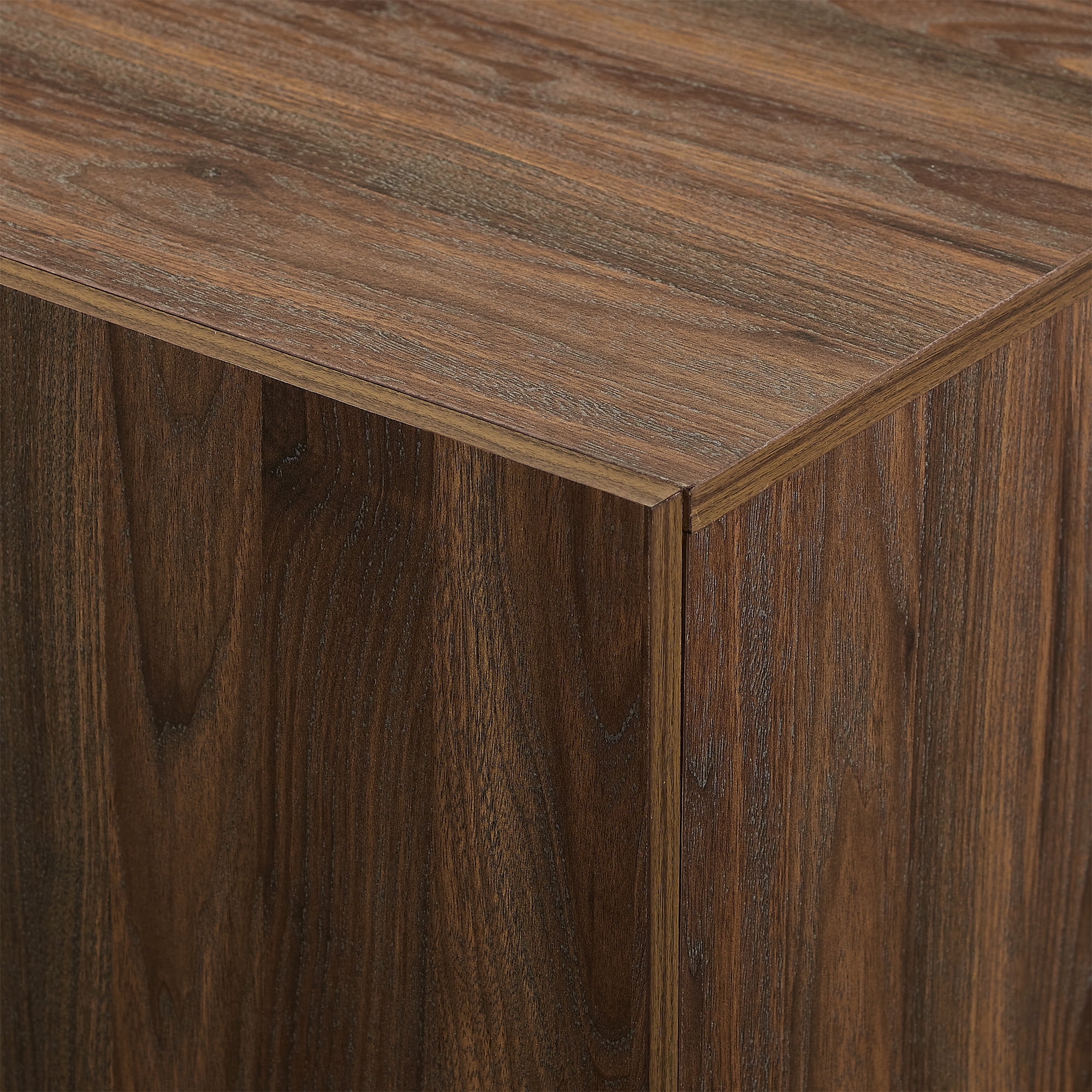 Walker Edison Modern 4-Door TV Stand for TVs up to 80”, Dark Walnut