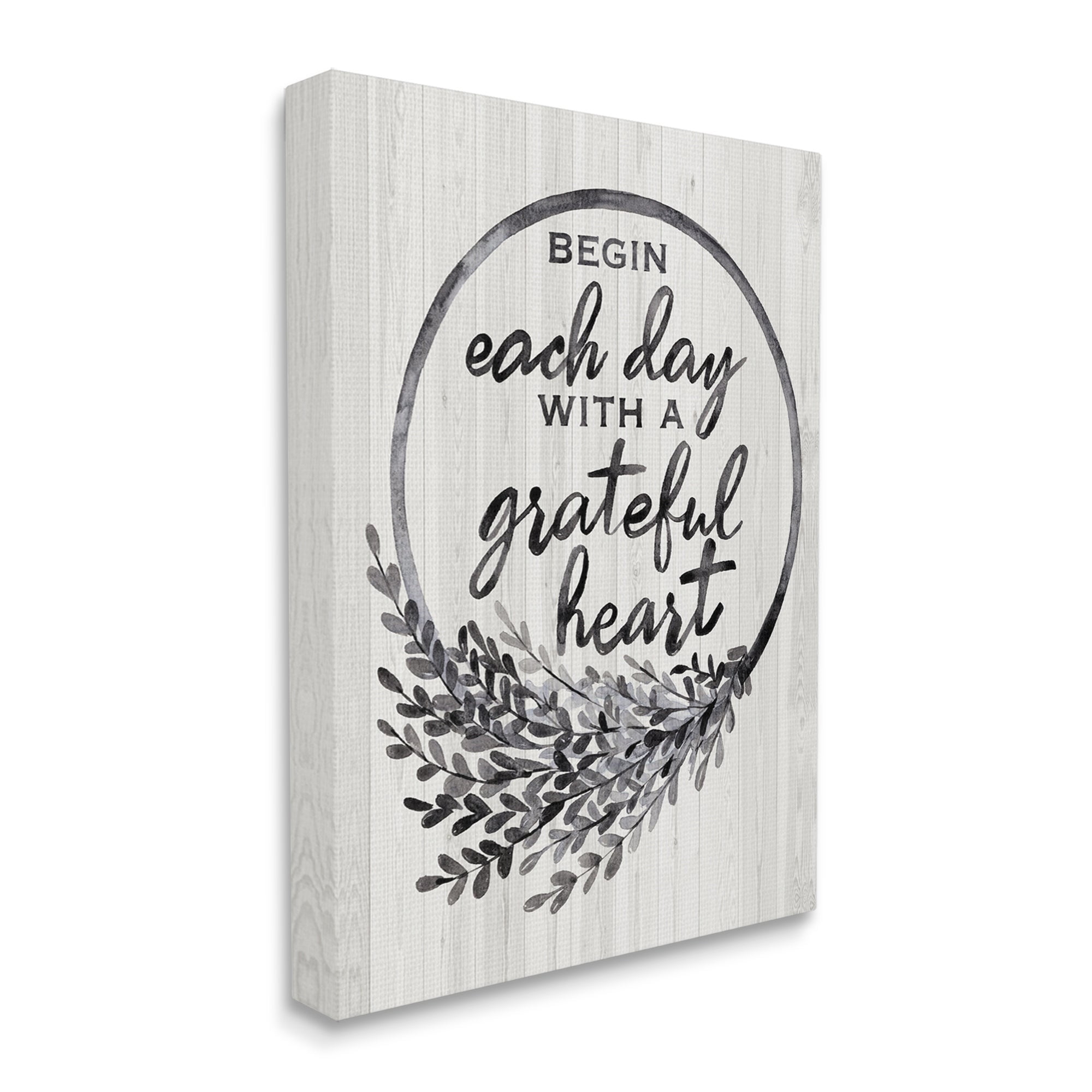 Stupell Industries Begin Each Day Grateful Heart Vintage Country Wreath, 24 x 30,Design by Arrolynn Weiderhold